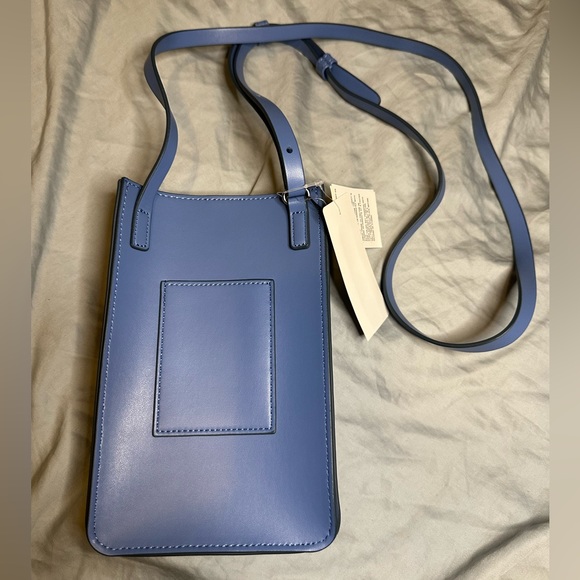 NWT Uniqlo - Blue Faux Leather Mini Pochette - Phone and Card Bag - Picture 4 of 7